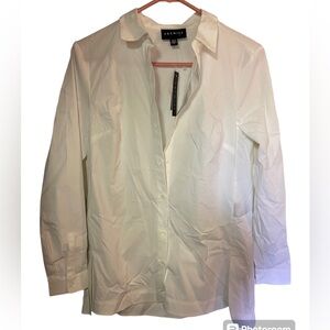 Nwt premise white ladies button down blouse top small neutral 
Cotton blend